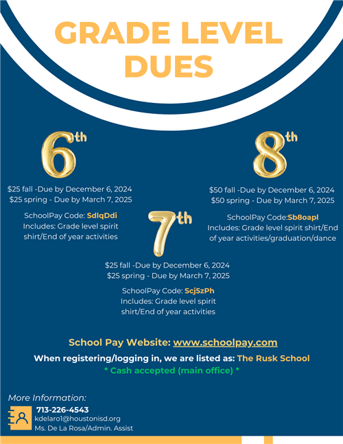 Grade Level Dues Flyer